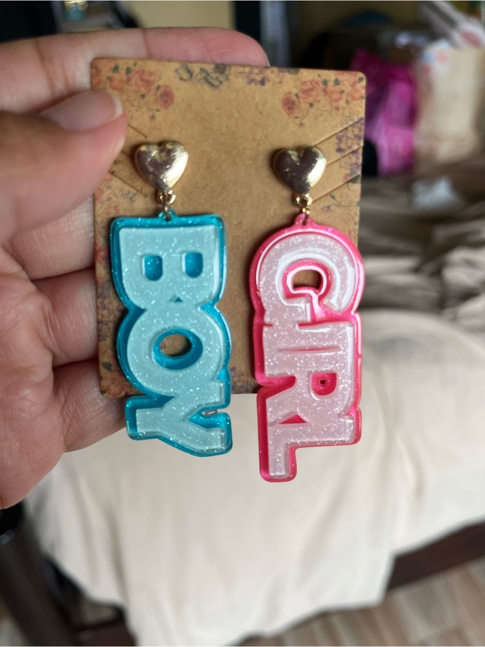 New Acrylic Boy/Girl Mismatched Earrings